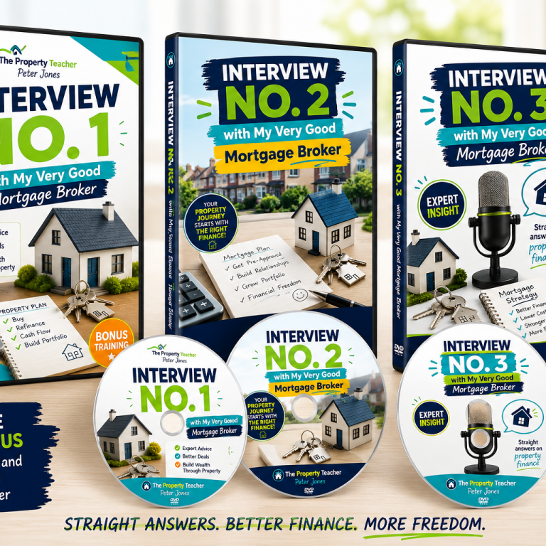 Combined all 3 mortgage broker interviews image graphic of 3 DVD case and 3 DVD with 3 interviews with my very good buy to let mortgage broker